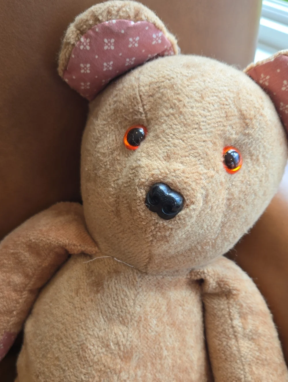 Biggie Best  Brand, Vintage Classic Tan Bear Plush with Pink Classic Accents